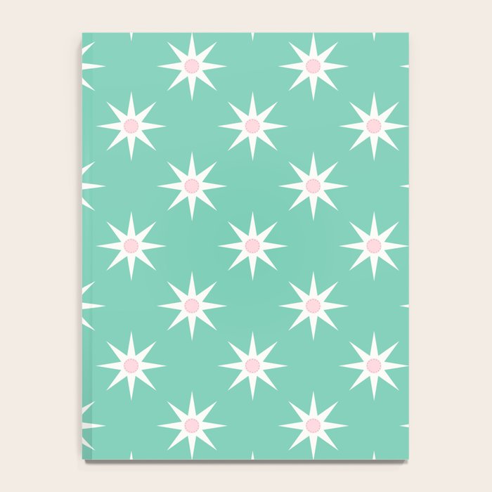 Northern Winter Star Festive Grid Pink White and Mint Green Notebook Gallery Image 4