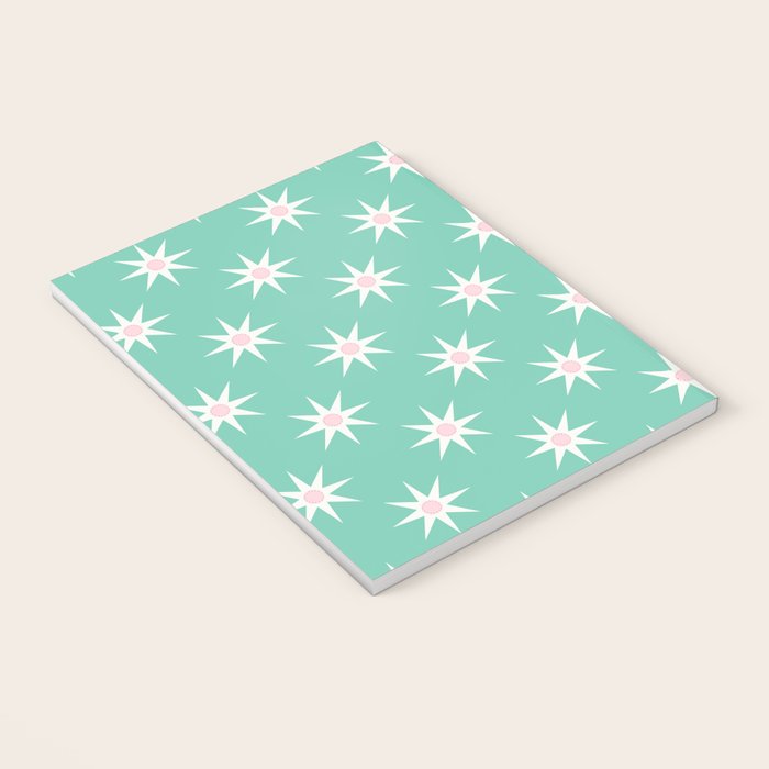 Northern Winter Star Festive Grid Pink White and Mint Green Notebook Gallery Image 3