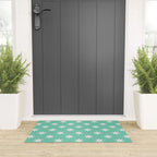 Northern Winter Star Festive Grid Pink White and Mint Green Welcome Mat Gallery Image 3