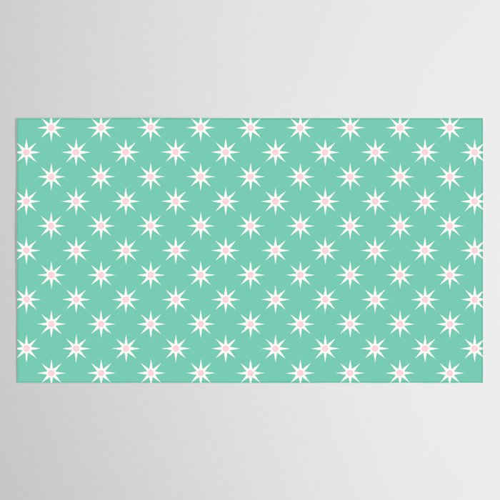 Northern Winter Star Festive Grid Pink White and Mint Green Tablecloth Gallery Image 2