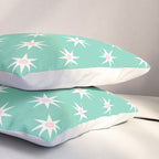 Northern Winter Star Festive Grid Pink White and Mint Green Pillow Sham Gallery Image 3