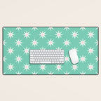 Northern Winter Star Festive Grid Pink White and Mint Green Desk Mat Gallery Image 1