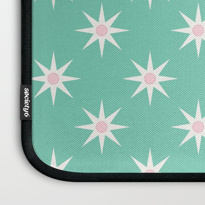 Northern Winter Star Festive Grid Pink White and Mint Green Laptop Sleeve Gallery Image 3