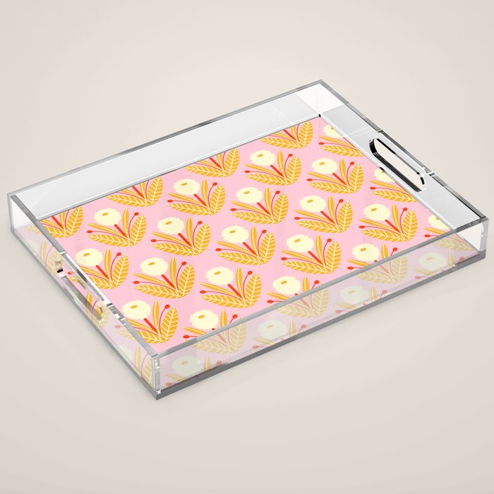 Happy White Dahlias - Pattern Acrylic Tray Gallery Image 1