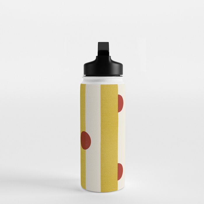 Yellow Stripes and Red Dots Pattern with Texture Water Bottle Gallery Image 3