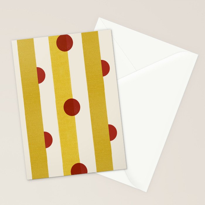 Yellow Stripes and Red Dots Pattern with Texture Stationery Card Gallery Image 2