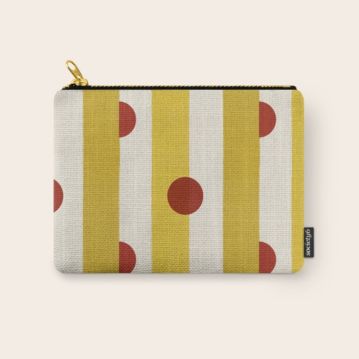 Yellow Stripes and Red Dots Pattern with Texture Carry All Pouch Gallery Image 1
