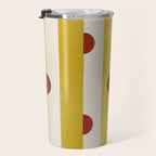 Yellow Stripes and Red Dots Pattern with Texture Travel Mug Gallery Image 3
