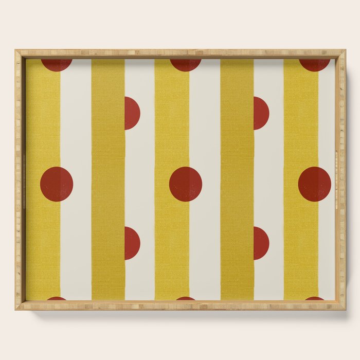 Yellow Stripes and Red Dots Pattern with Texture Serving Tray Gallery Image 1