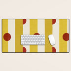 Yellow Stripes and Red Dots Pattern with Texture Desk Mat Gallery Image 1
