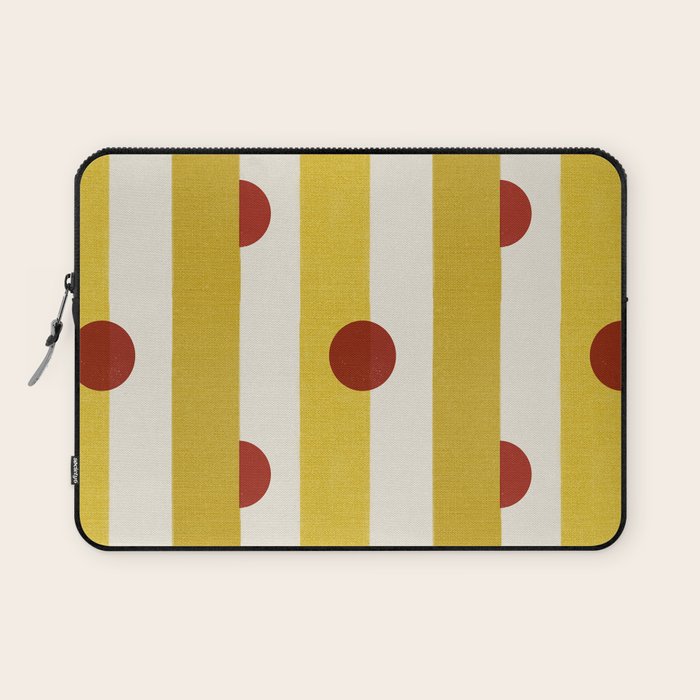 Yellow Stripes and Red Dots Pattern with Texture Laptop Sleeve Gallery Image 1