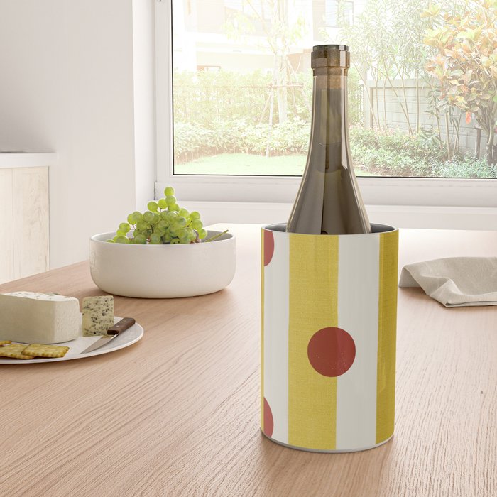 Yellow Stripes and Red Dots Pattern with Texture Wine Chiller Gallery Image 4