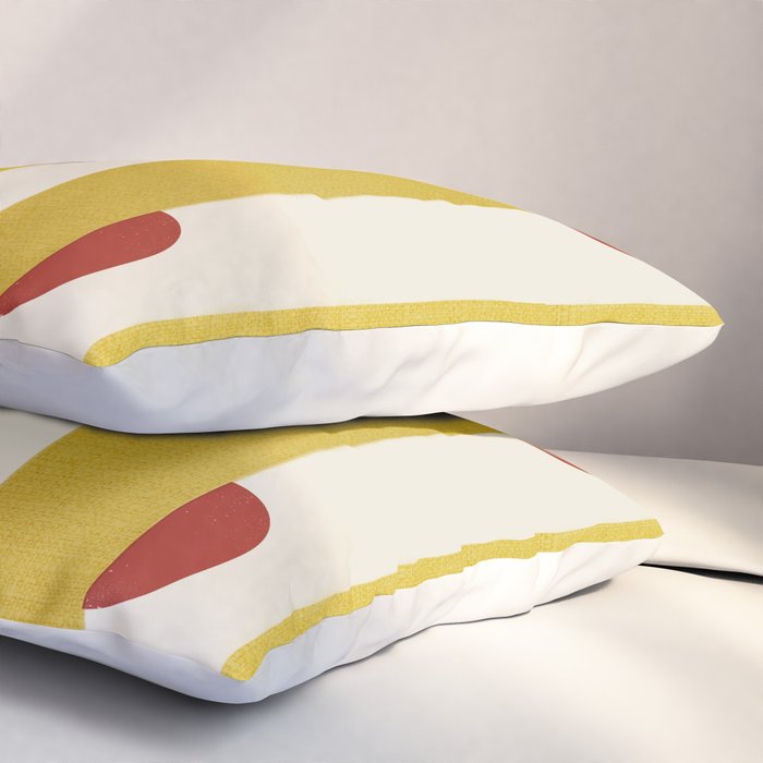 Yellow Stripes and Red Dots Pattern with Texture Pillow Sham Gallery Image 3
