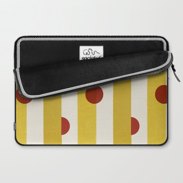 Yellow Stripes and Red Dots Pattern with Texture Laptop Sleeve Gallery Image 2