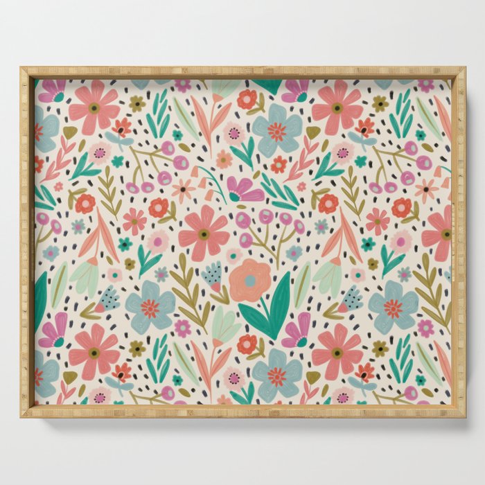 Spring Flower - Modern Floral Serving Tray Gallery Image 1