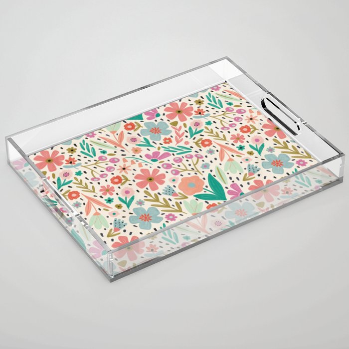 Spring Flower - Modern Floral Acrylic Tray Gallery Image 1