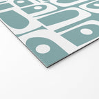 Mid Century Modern Piquet Multi Geometric Pattern Vintage Blue Spruce and White Welcome Mat Gallery Image 2
