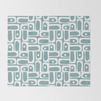 Mid Century Modern Piquet Multi Geometric Pattern Vintage Blue Spruce and White Throw Blanket Gallery Image 2