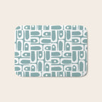 Mid Century Modern Piquet Multi Geometric Pattern Vintage Blue Spruce and White Bath Mat Gallery Image 1