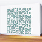 Mid Century Modern Piquet Multi Geometric Pattern Vintage Blue Spruce and White Wall Mural Gallery Image 2