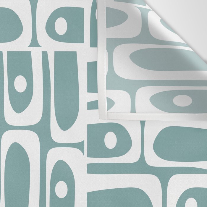Mid Century Modern Piquet Multi Geometric Pattern Vintage Blue Spruce and White Wall Tapestry Gallery Image 3
