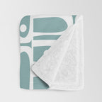 Mid Century Modern Piquet Multi Geometric Pattern Vintage Blue Spruce and White Throw Blanket Gallery Image 3