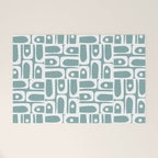 Mid Century Modern Piquet Multi Geometric Pattern Vintage Blue Spruce and White Welcome Mat Gallery Image 1