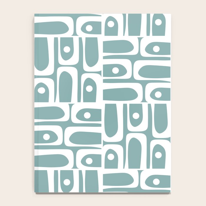 Mid Century Modern Piquet Multi Geometric Pattern Vintage Blue Spruce and White Notebook Gallery Image 4