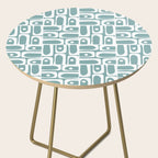 Mid Century Modern Piquet Multi Geometric Pattern Vintage Blue Spruce and White Side Table Gallery Image 2