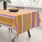 Classic Stripes XXV - Pink Orange Yellow Tablecloth Gallery Image 3