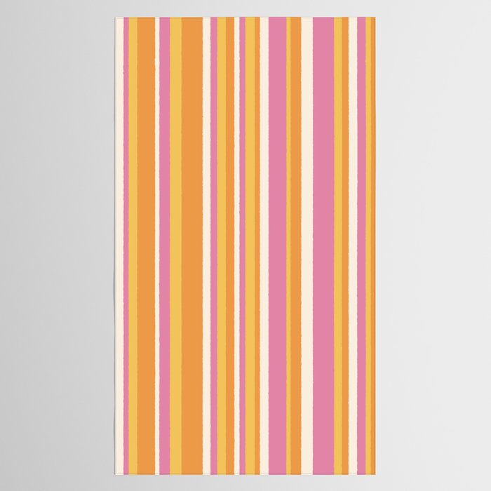 Classic Stripes XXV - Pink Orange Yellow Tablecloth Gallery Image 2