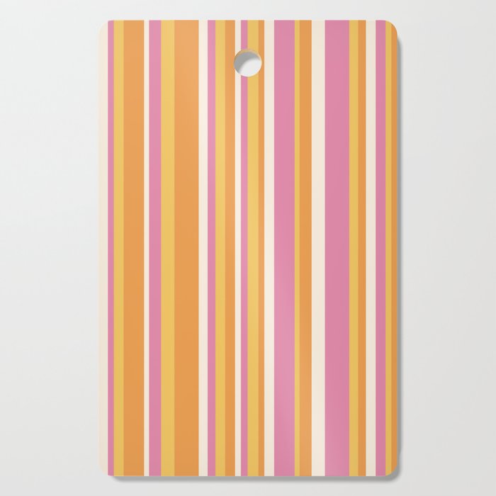 Classic Stripes XXV - Pink Orange Yellow Cutting Board Gallery Image 1