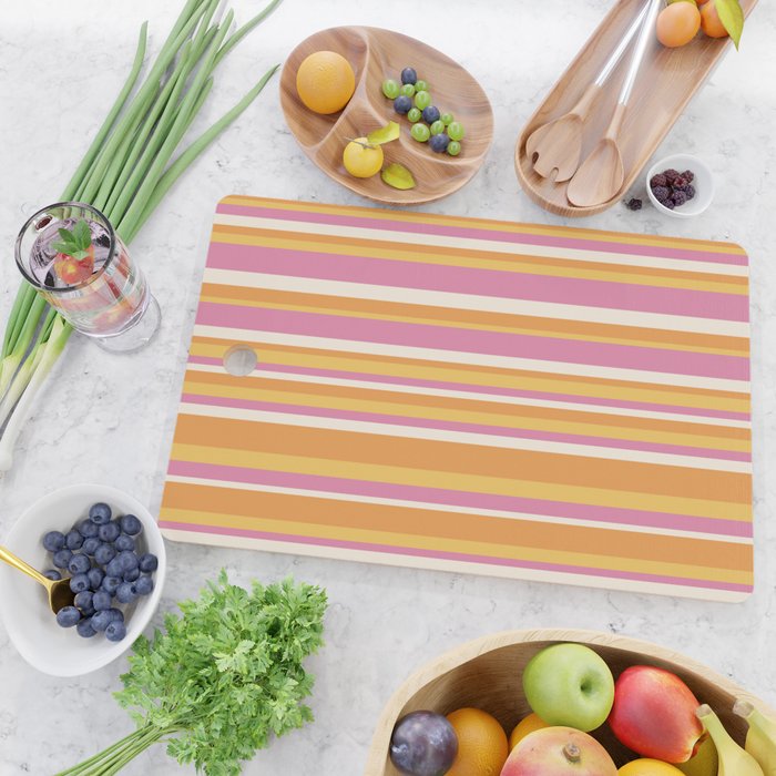 Classic Stripes XXV - Pink Orange Yellow Cutting Board Gallery Image 2