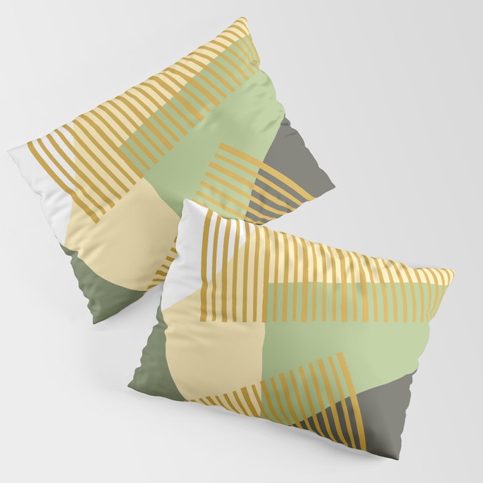 Bloc Lines Half-circle - Yellow Green Pillow Sham Gallery Image 3