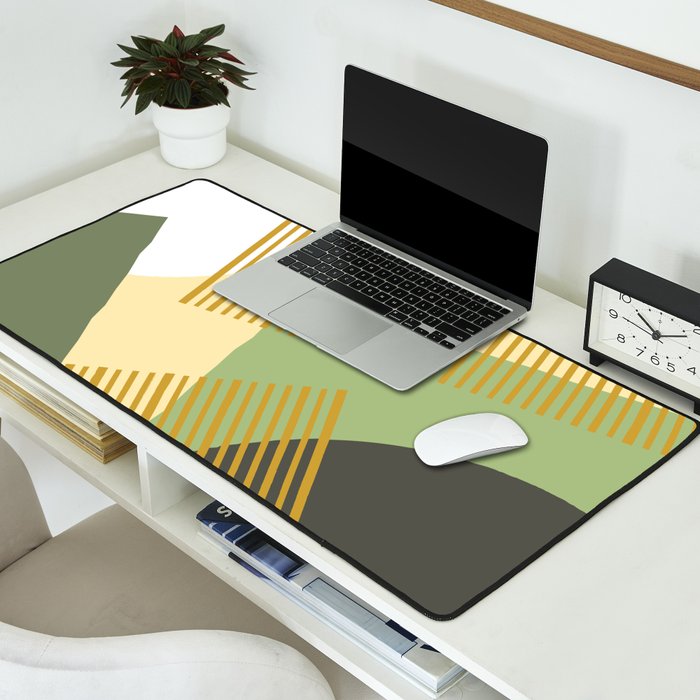 Bloc Lines Half-circle - Yellow Green Desk Mat Gallery Image 2