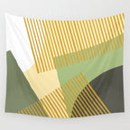 Bloc Lines Half-circle - Yellow Green Wall Tapestry Gallery Image 4