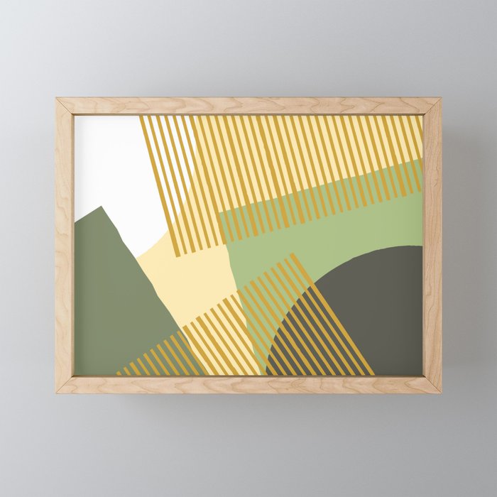 Bloc Lines Half-circle - Yellow Green Mini Art Print Gallery Image 1