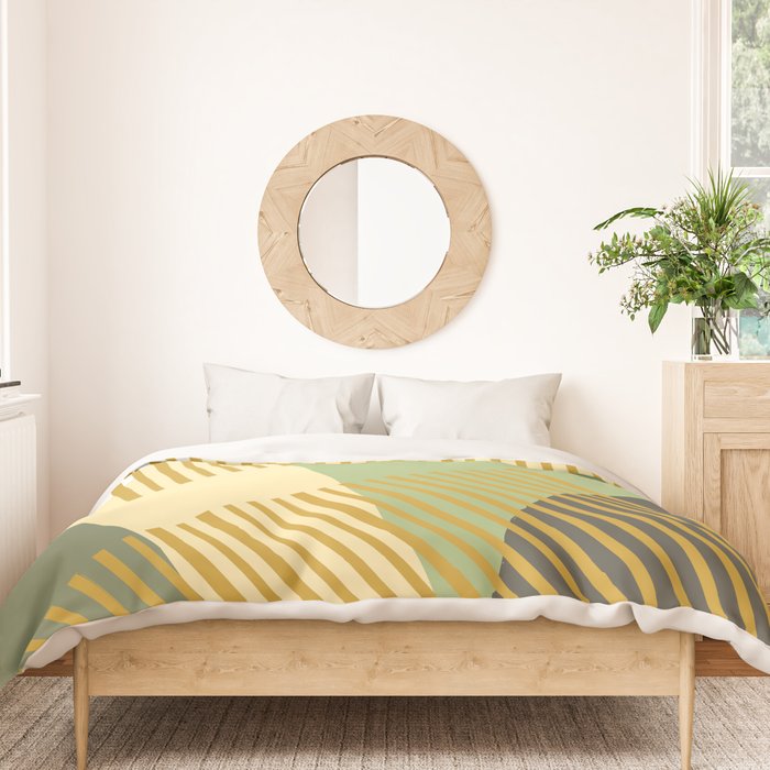 Bloc Lines Half-circle - Yellow Green Duvet Cover Gallery Image 3