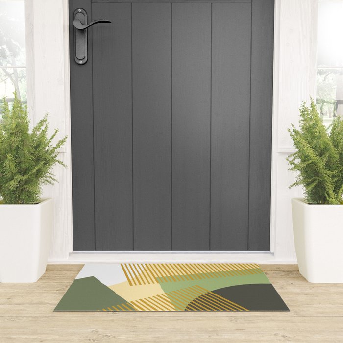 Bloc Lines Half-circle - Yellow Green Welcome Mat Gallery Image 3