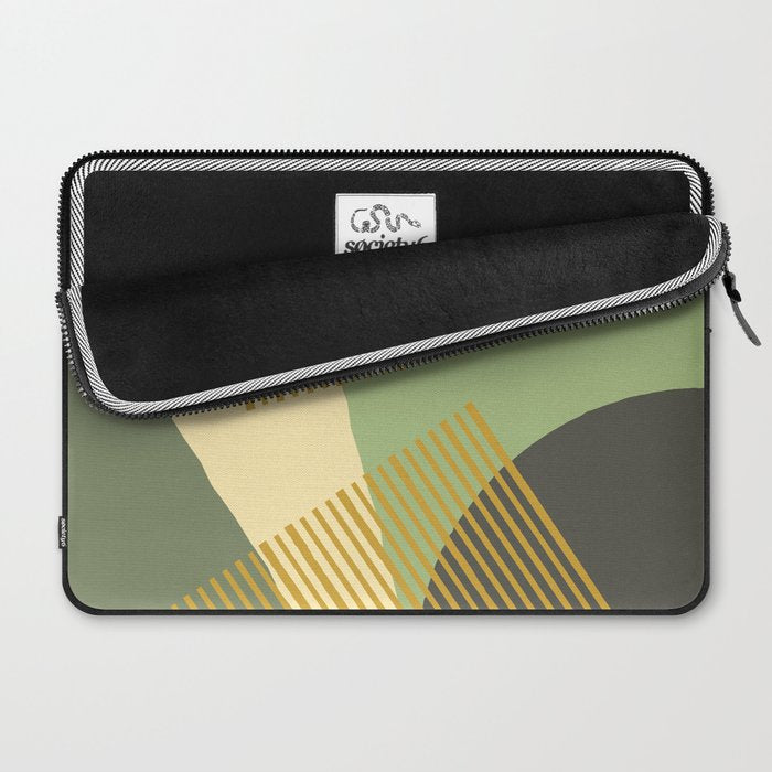 Bloc Lines Half-circle - Yellow Green Laptop Sleeve Gallery Image 2