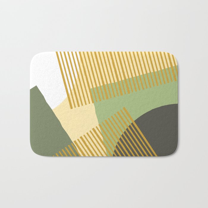 Bloc Lines Half-circle - Yellow Green Bath Mat Gallery Image 1