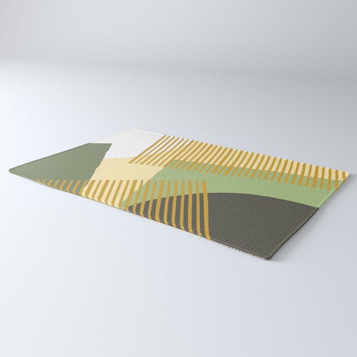 Bloc Lines Half-circle - Yellow Green Rug Gallery Image 3