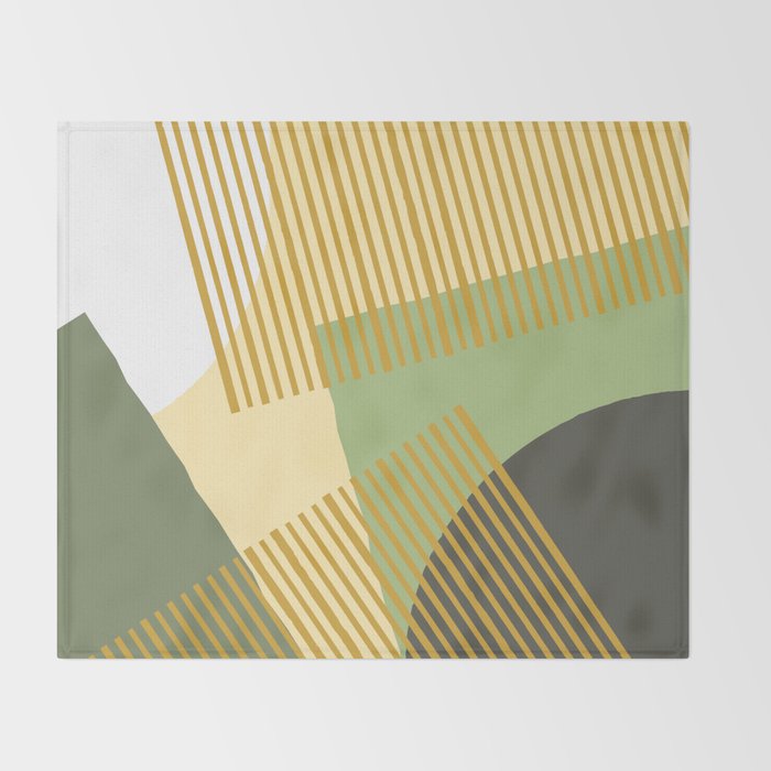 Bloc Lines Half-circle - Yellow Green Throw Blanket Gallery Image 2