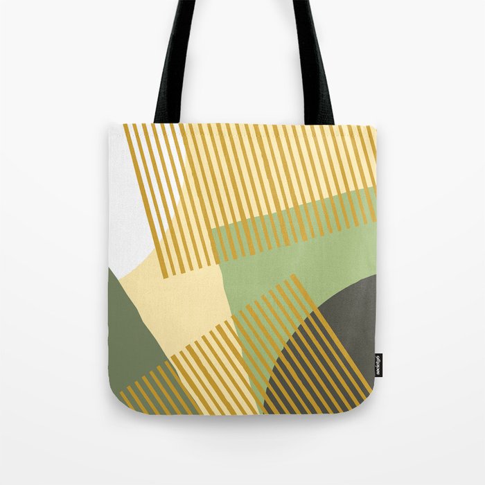 Bloc Lines Half-circle - Yellow Green Tote Bag Gallery Image 1