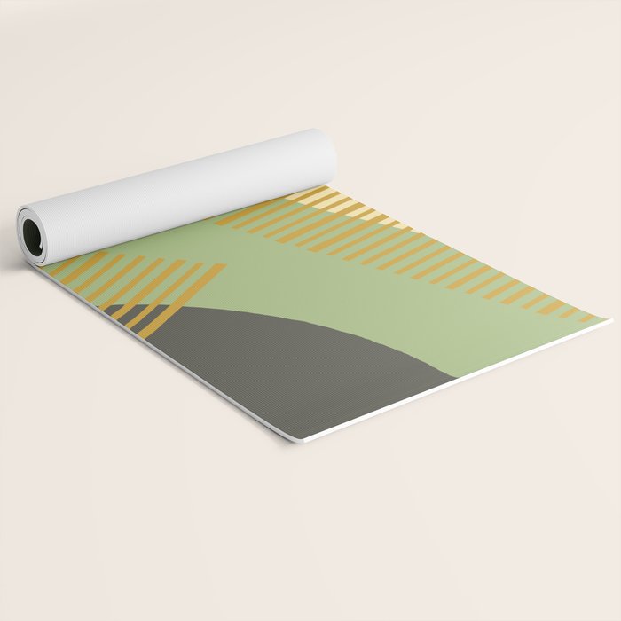 Bloc Lines Half-circle - Yellow Green Yoga Mat Gallery Image 2
