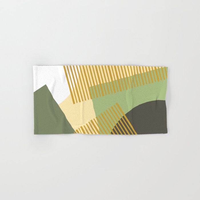 Bloc Lines Half-circle - Yellow Green Bath Towel Gallery Image 1