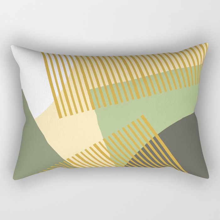 Bloc Lines Half-circle - Yellow Green Rectangular Pillow Gallery Image 2