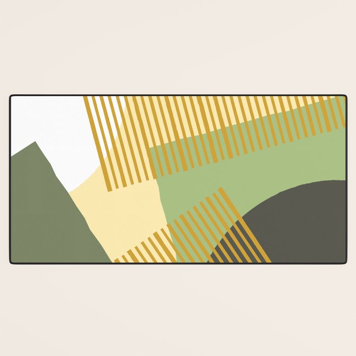 Bloc Lines Half-circle - Yellow Green Desk Mat Gallery Image 3