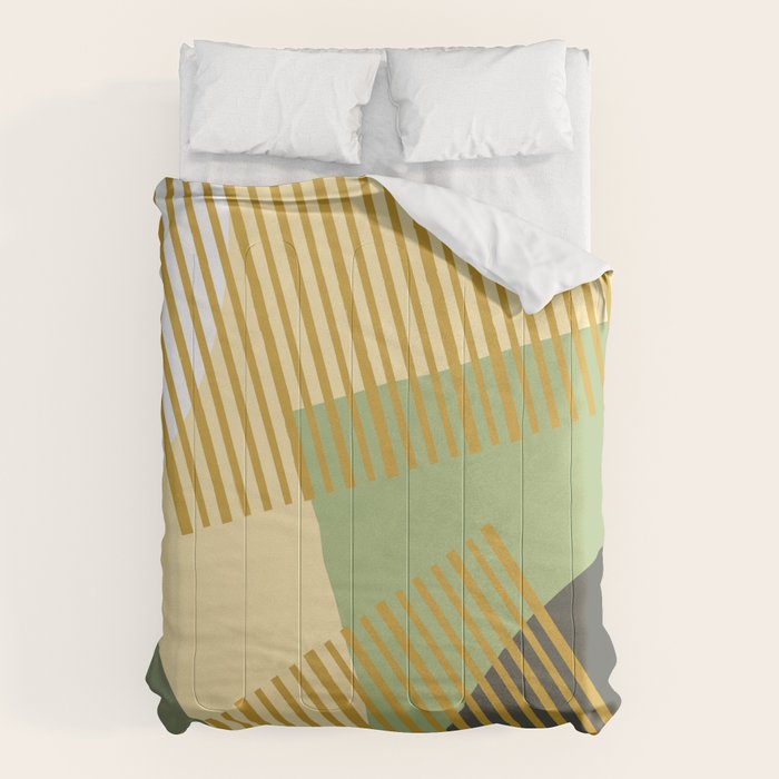 Bloc Lines Half-circle - Yellow Green Comforter Gallery Image 1