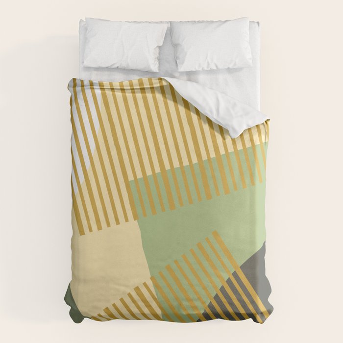 Bloc Lines Half-circle - Yellow Green Duvet Cover Gallery Image 6